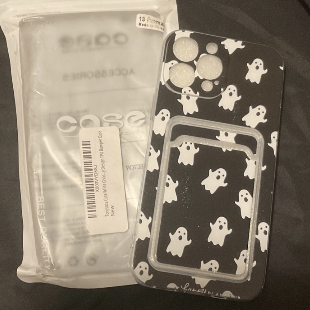 Ghost Pattern Black iPhone 13 Pro & 13 Promax Case wallet